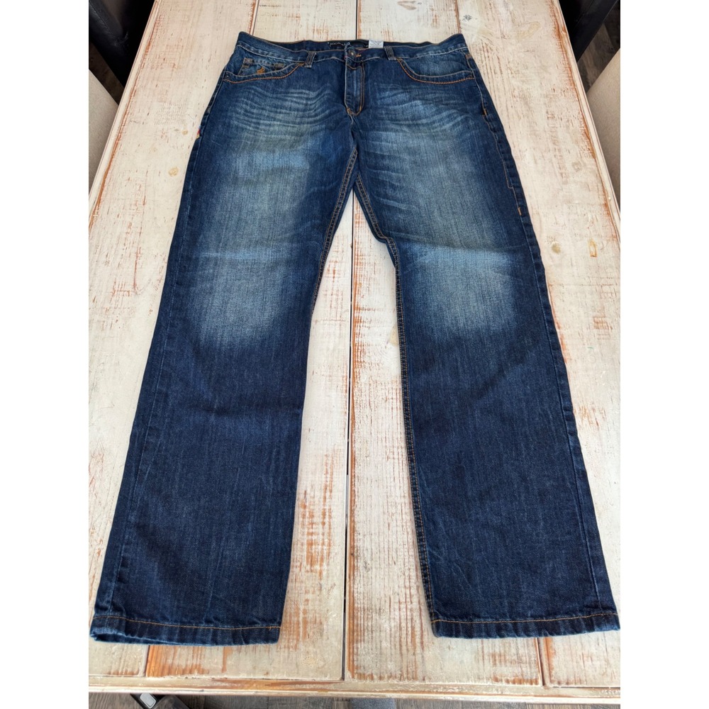 Rocawear‎ Mens Classic Fit Jeans Dark Wash Indigo Denim W38 L32 Straight Leg